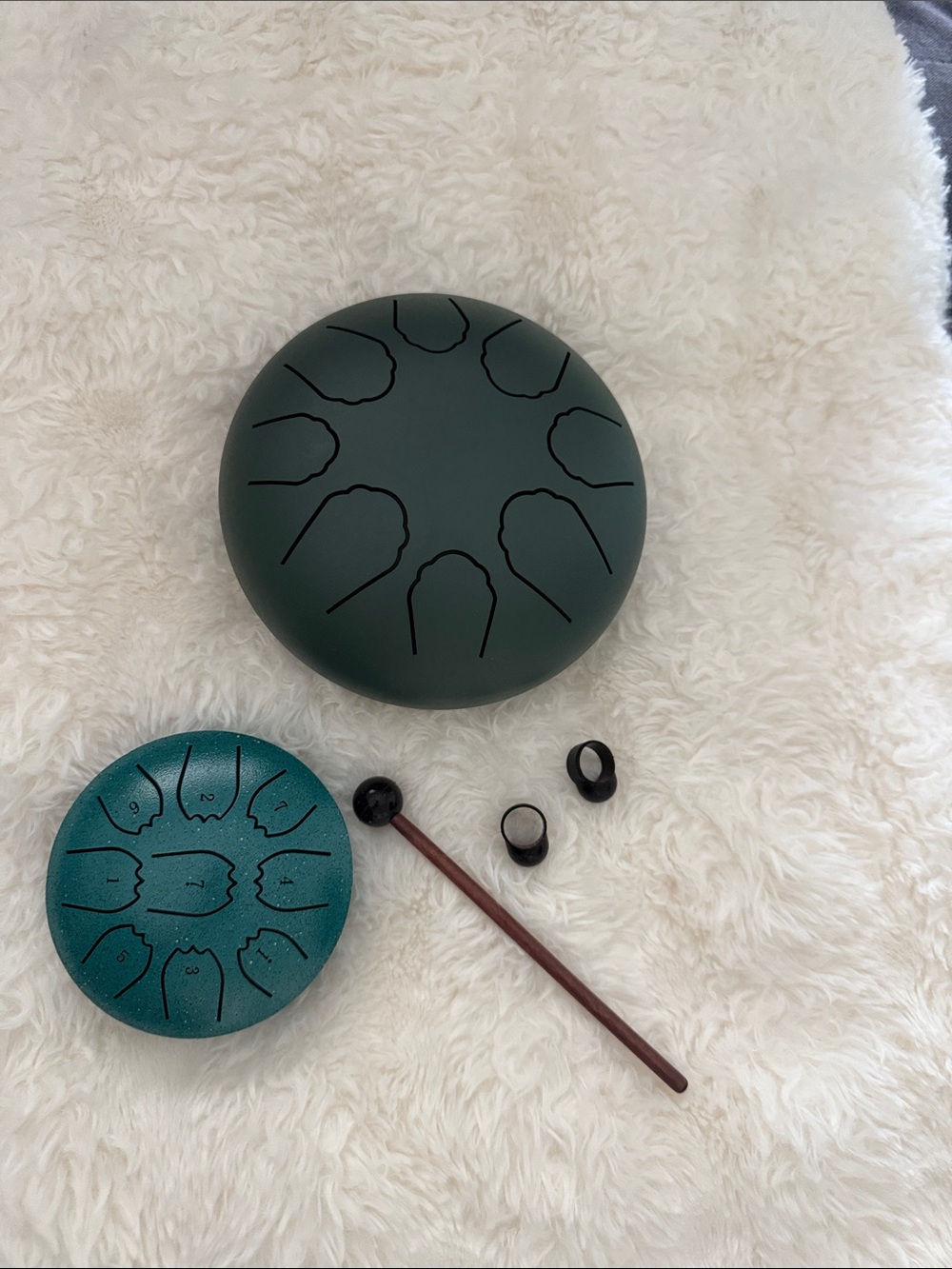 Steel Tongue Drum Set in Teal and Dark Green - Brand Unspecified
